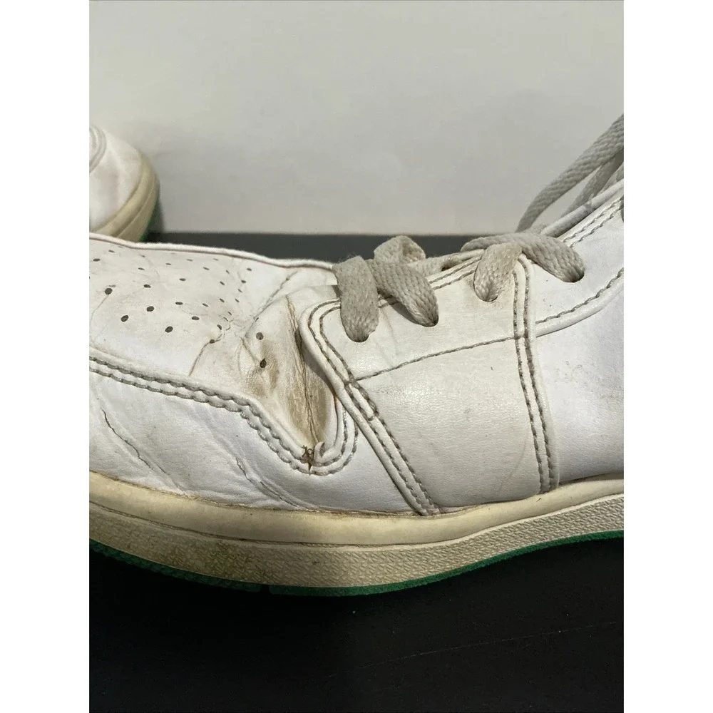 Air Jordan 1 Low Mens White Green Sneakers 553558-129 Size 10.5